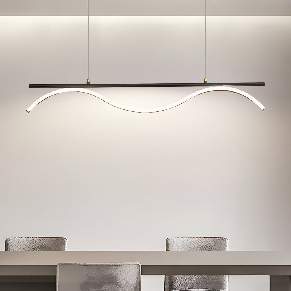 Wave Design LED Island Pendant Light - Modern Linear 47'' L