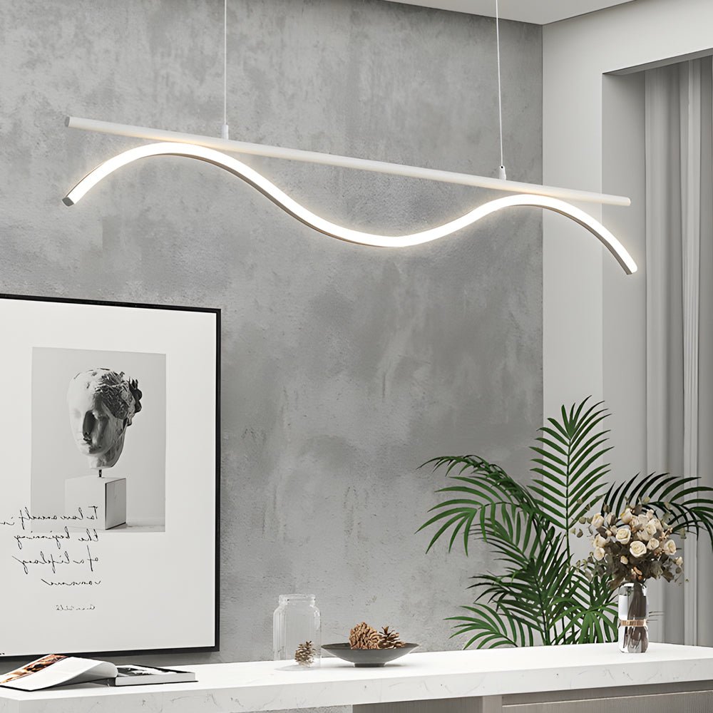 Wave Design LED Island Pendant Light - Modern Linear 47'' L