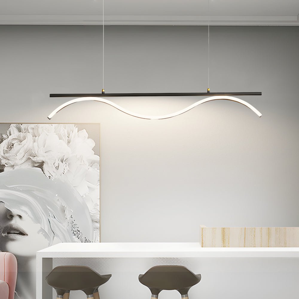 Wave Design LED Island Pendant Light - Modern Linear 47'' L