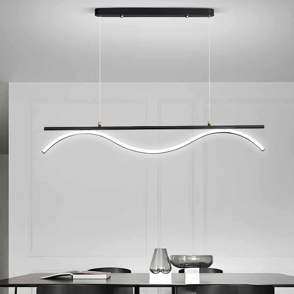 Wave Design LED Island Pendant Light - Modern Linear 47'' L