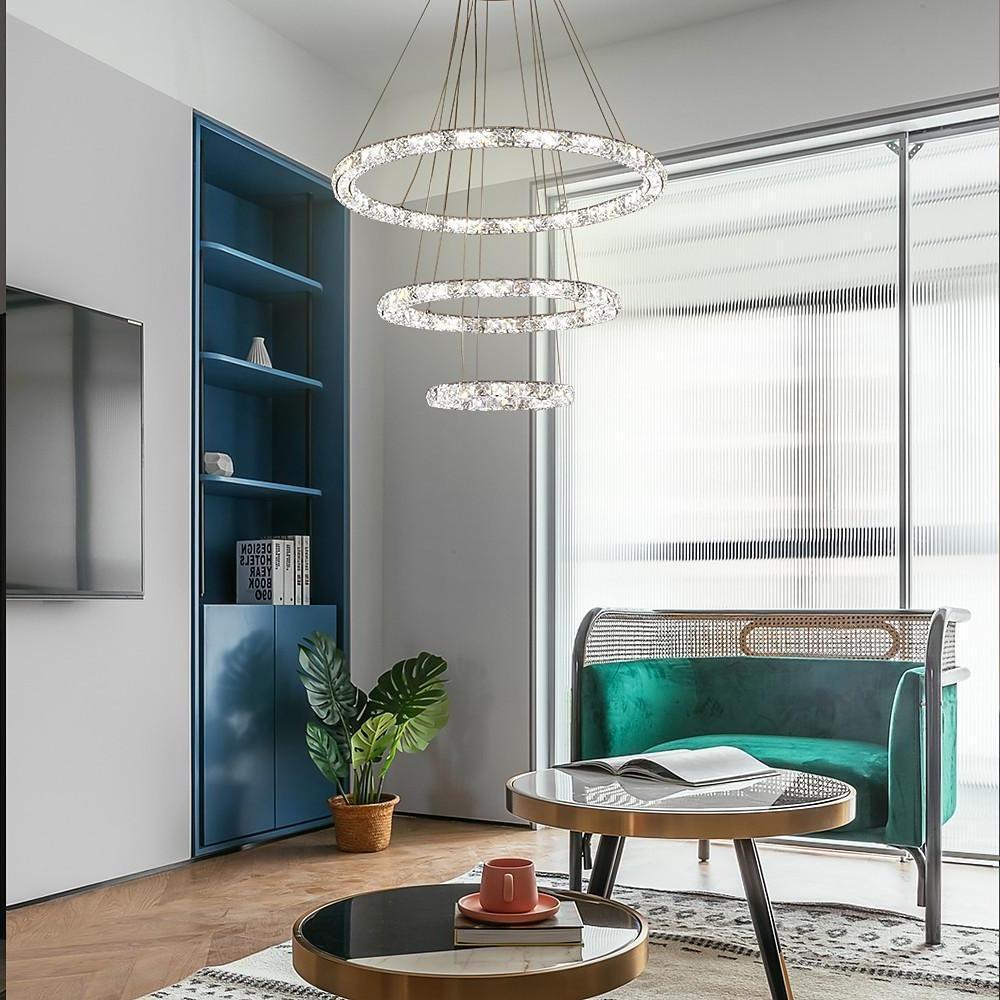 Crystal Tiered Ring Chandelier LED Pendant Light Vintage Design