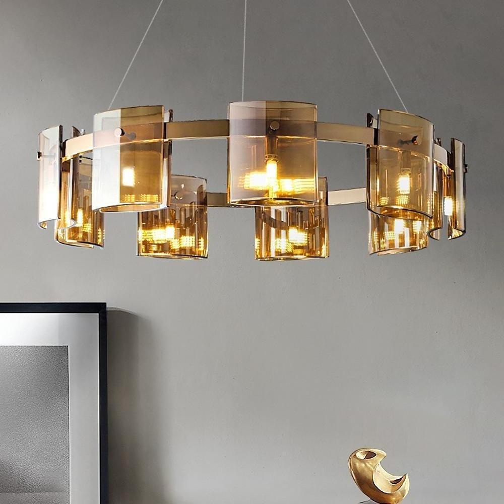 Circular Modern LED Chandelier with Electroplated Metal & Acrylic