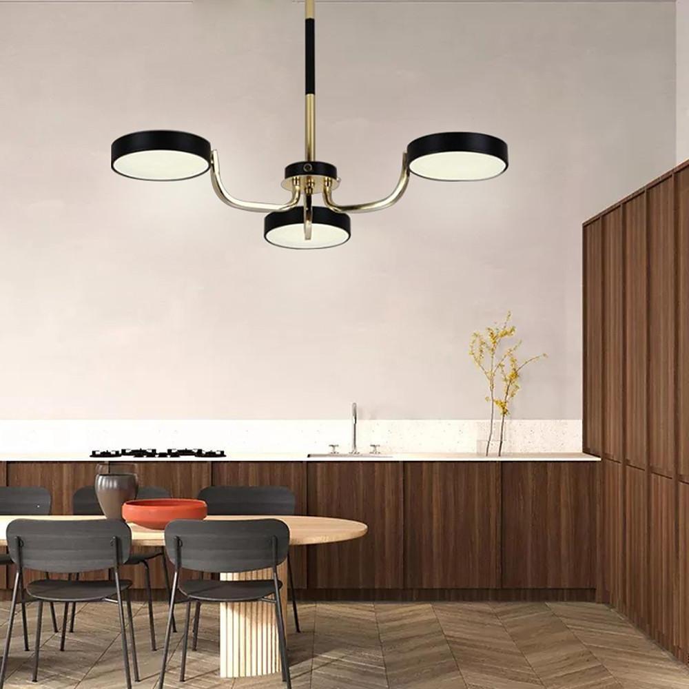 3-Light Circular LED Pendant Modern Dining Kitchen Chandelier
