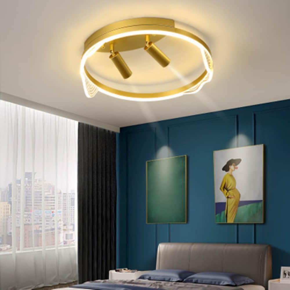 Modern Black Circle LED Flush Mount Ceiling Light with Spotlight