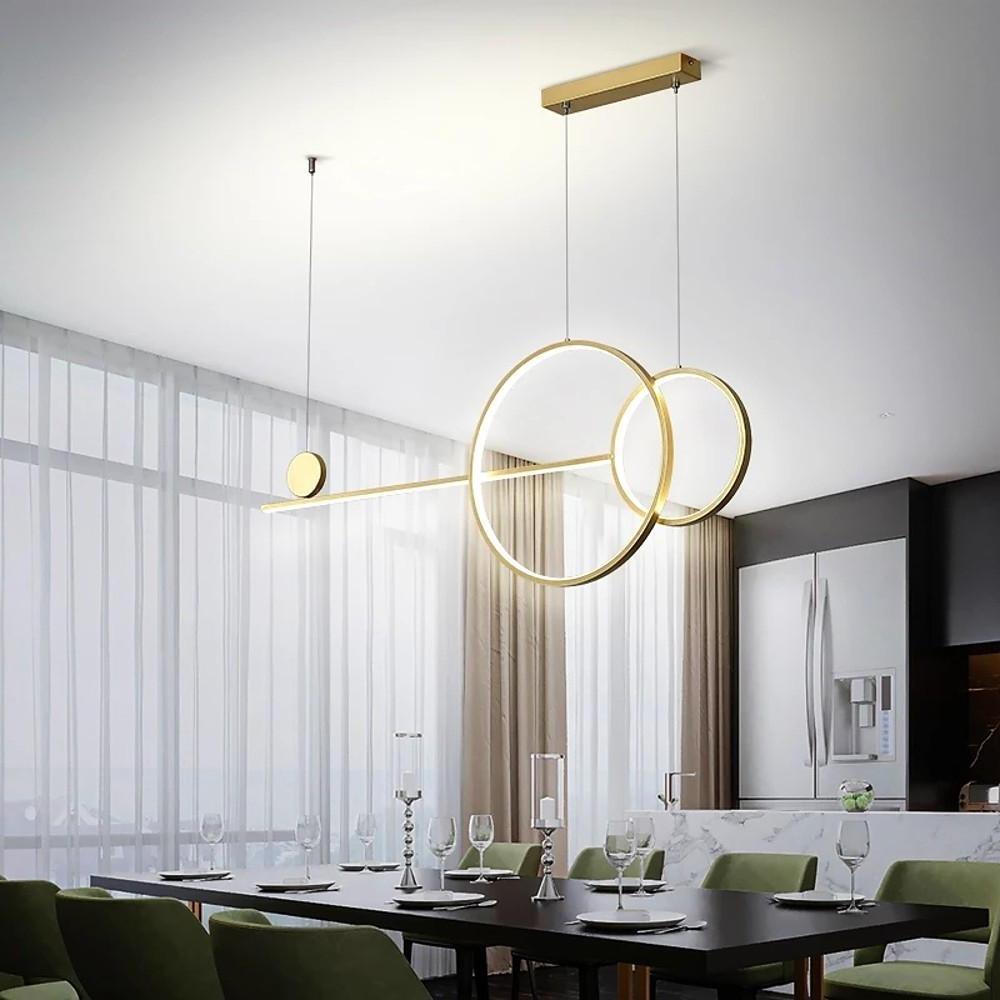 Modern Linear Pendant Light with Geometric Circles for Kitchen