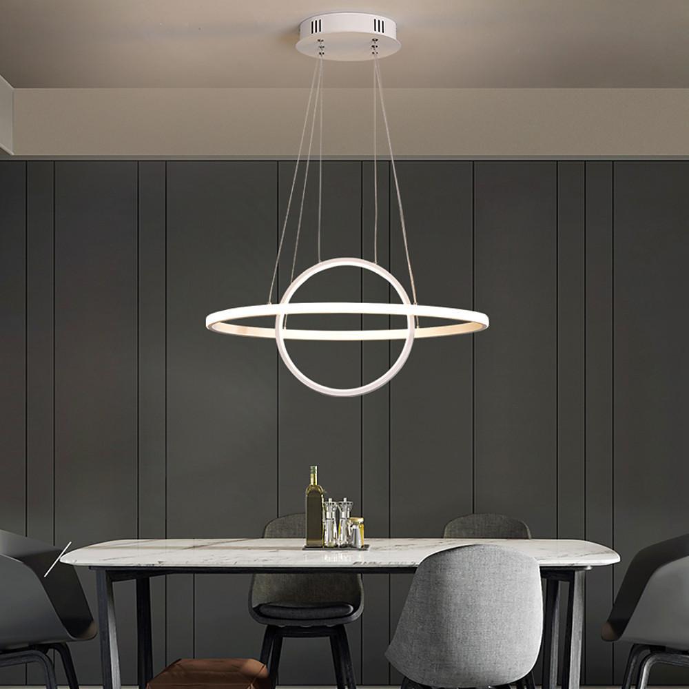 Modern Double Circle LED Pendant Light Metal Adjustable Chandelier