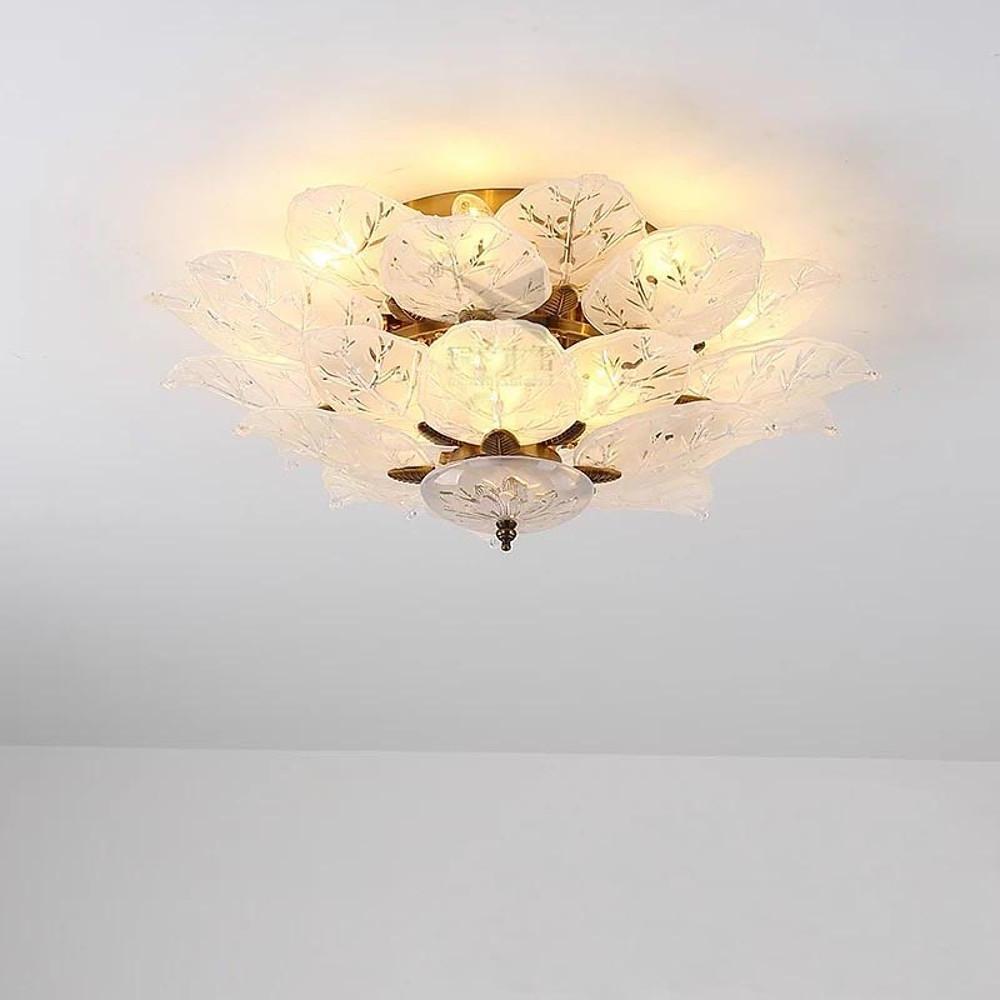 Leaf Flush Mount Ceiling Light • Metal & Glass LED Fixture