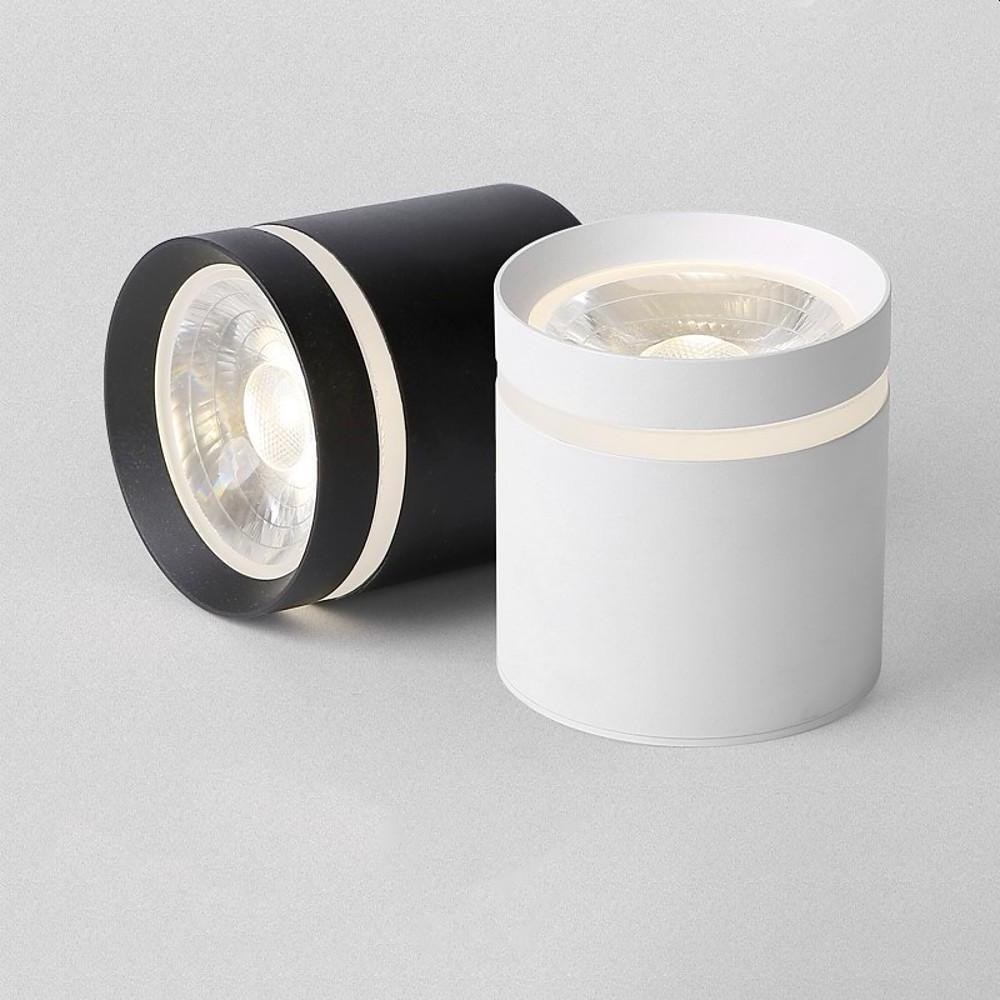 Modern Cylindrical LED Flush Mount Ceiling Light - Aluminum & Acrylic