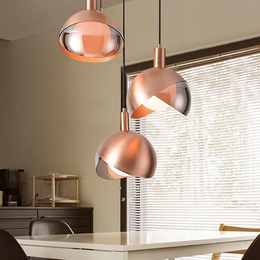 Industrial Semi-Globe Metal Glass Pendant Light