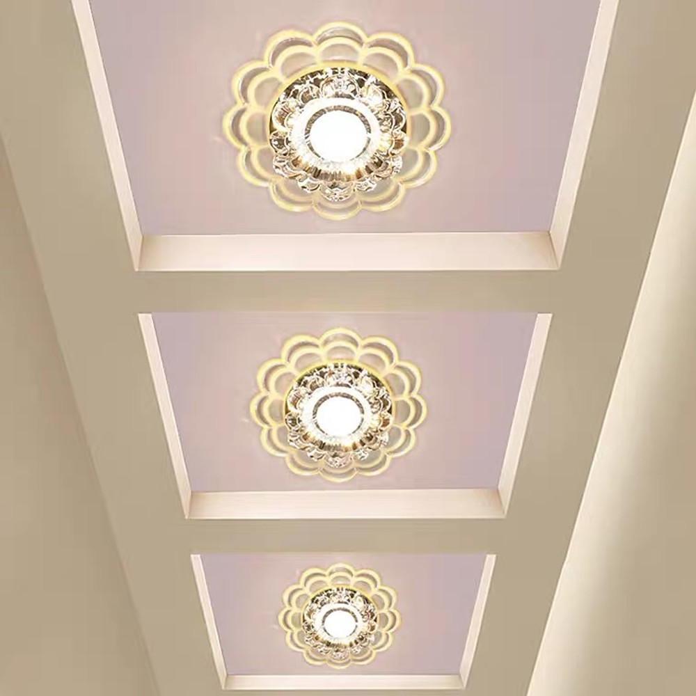 Floral Crystal Flush Mount LED Ceiling Light for Kids & Entryway