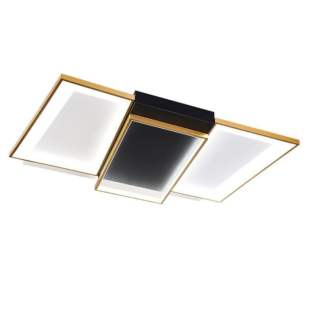 Modern Geometric LED Flush Mount Ceiling Light - Black & Gold
