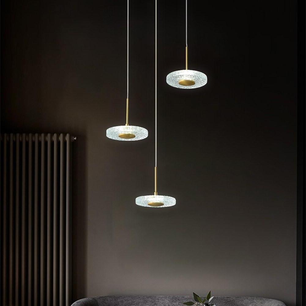 Gold Circular Pendant Light with Acrylic Shade LED Ambient Lighting