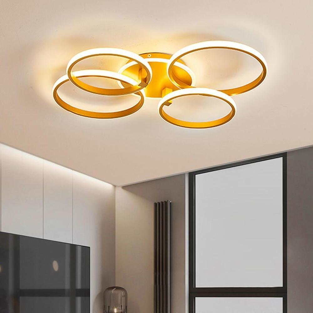 Modern 4-Ring Flush Mount LED Ceiling Light Metal & Silicone