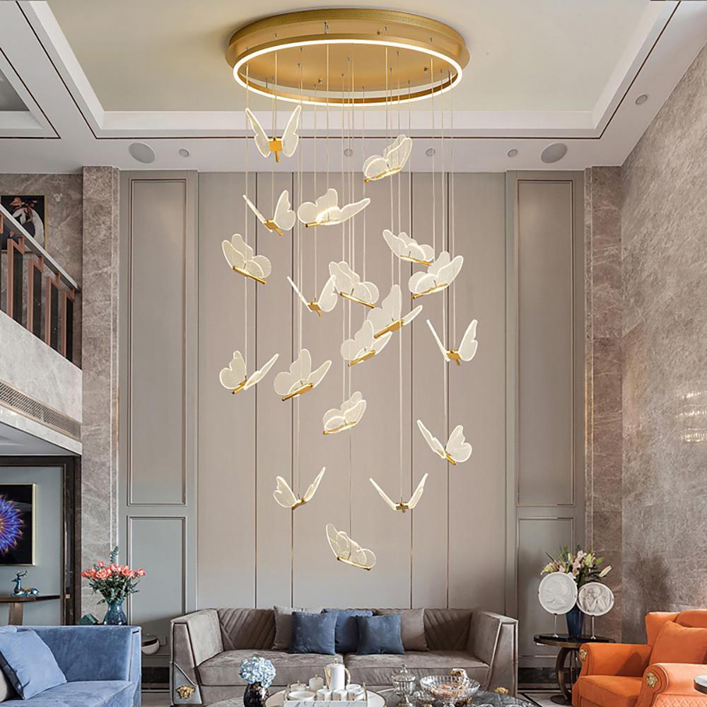 Butterfly Pendant Light Modern Acrylic Metal LED Chandelier