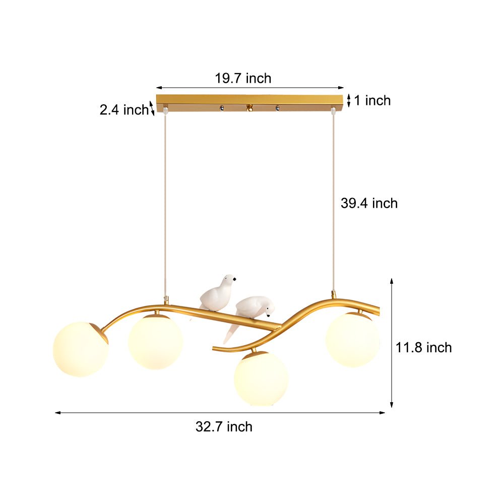 Nordic Branch Chandelier with Bird Accents & 3-Step Dimming