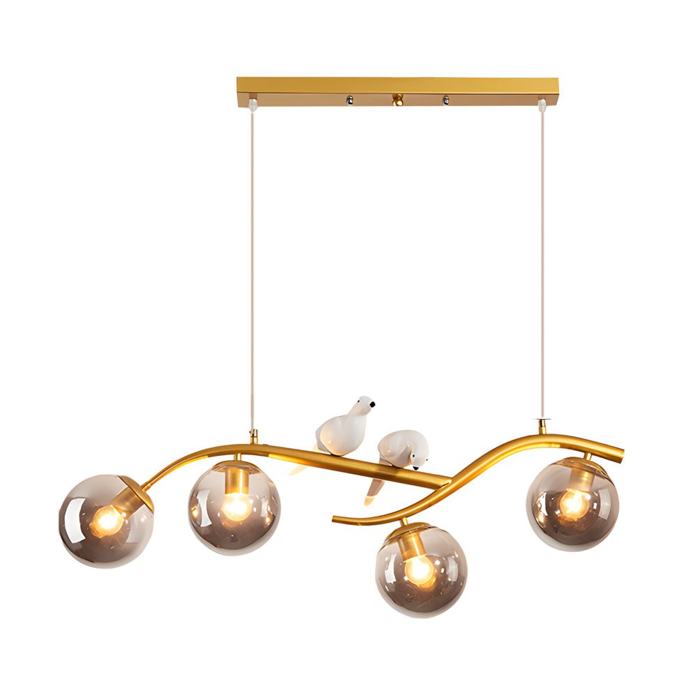 Nordic Branch Chandelier with Bird Accents & 3-Step Dimming