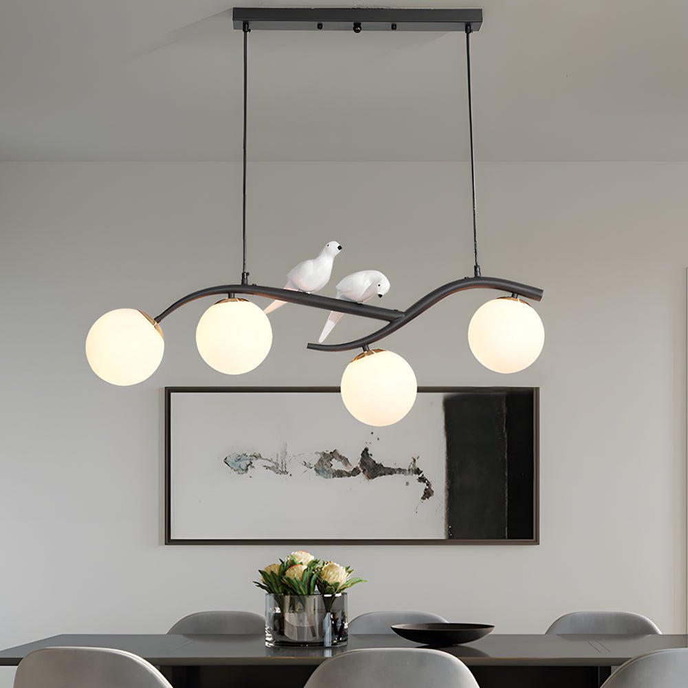 Nordic Branch Chandelier with Bird Accents & 3-Step Dimming