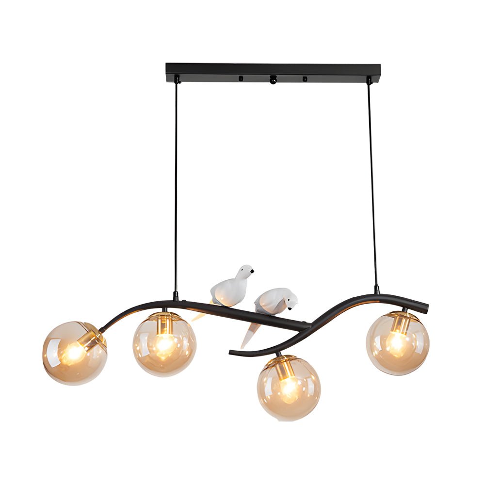 Nordic Branch Chandelier with Bird Accents & 3-Step Dimming
