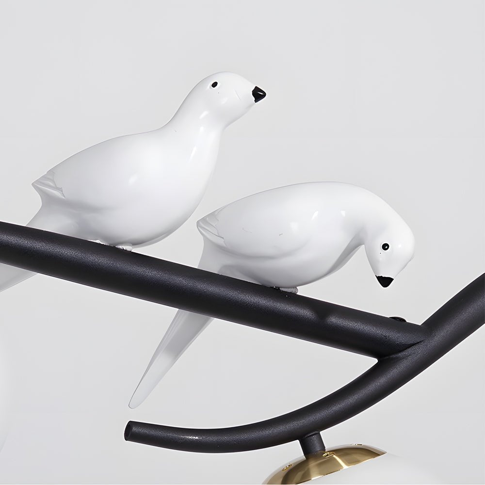 Nordic Branch Chandelier with Bird Accents & 3-Step Dimming