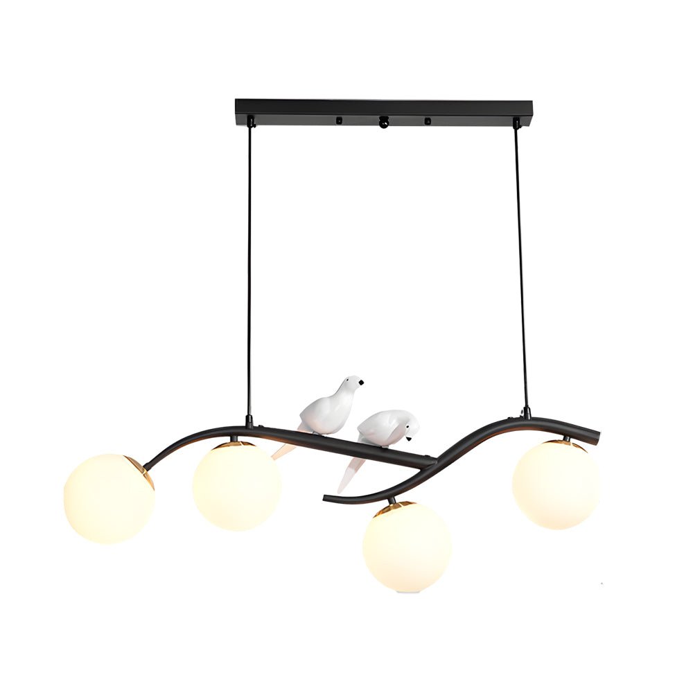 Nordic Branch Chandelier with Bird Accents & 3-Step Dimming