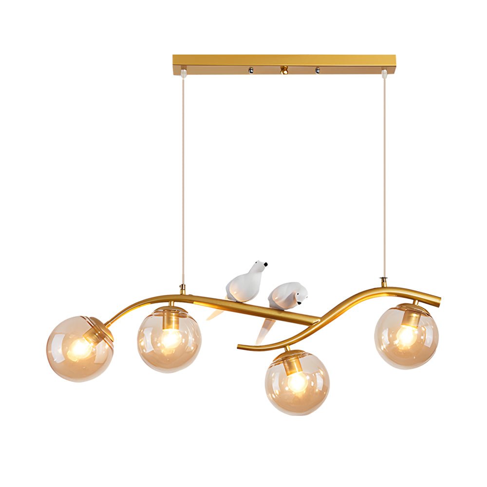 Nordic Branch Chandelier with Bird Accents & 3-Step Dimming