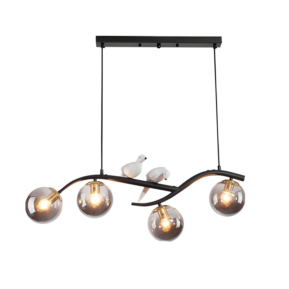 Nordic Branch Chandelier with Bird Accents & 3-Step Dimming
