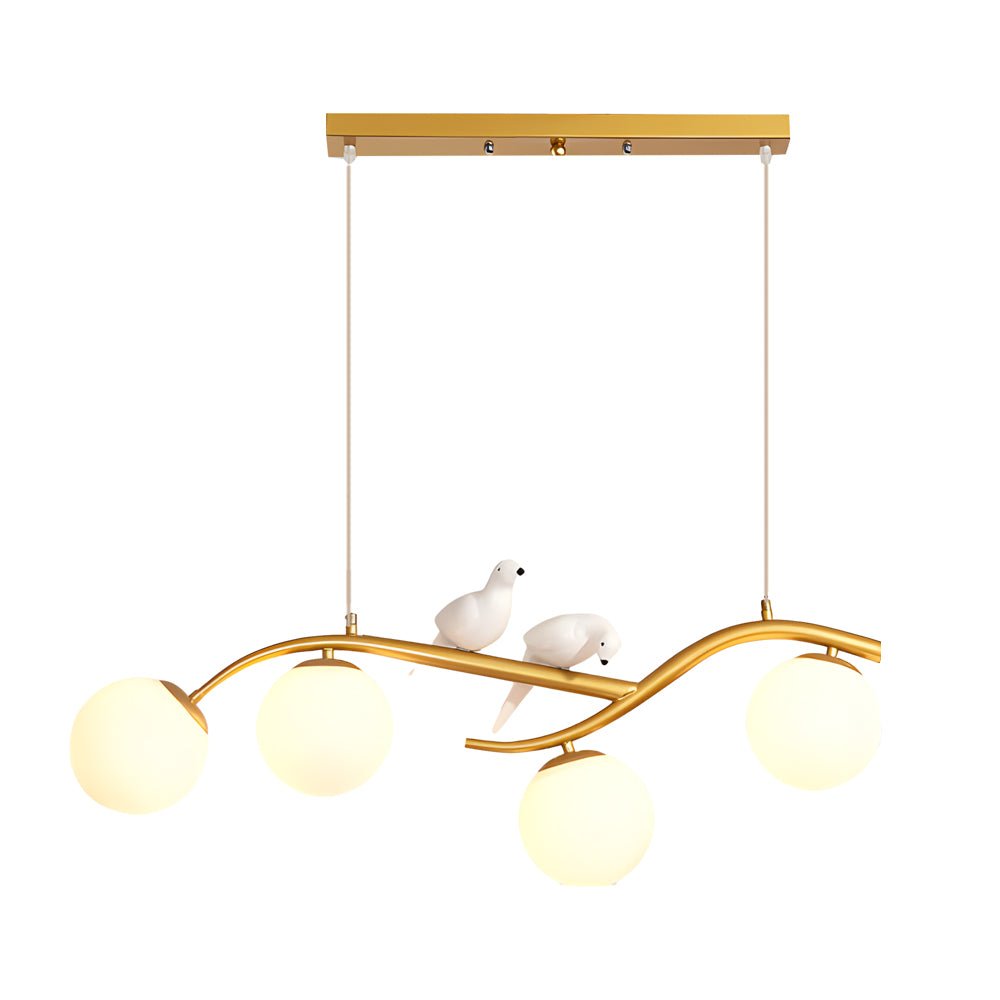 Nordic Branch Chandelier with Bird Accents & 3-Step Dimming