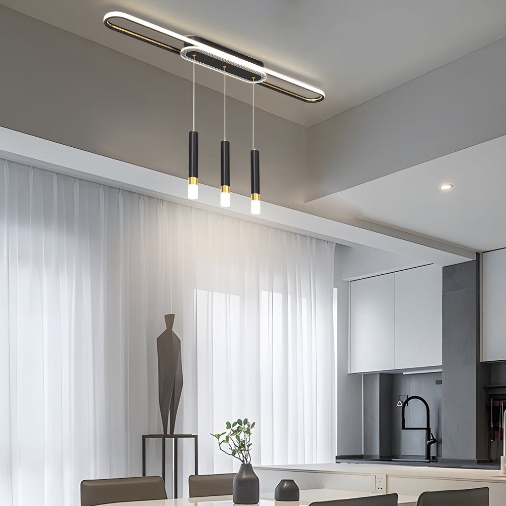 Modern Linear LED Pendant Light with Three-Step Dimming