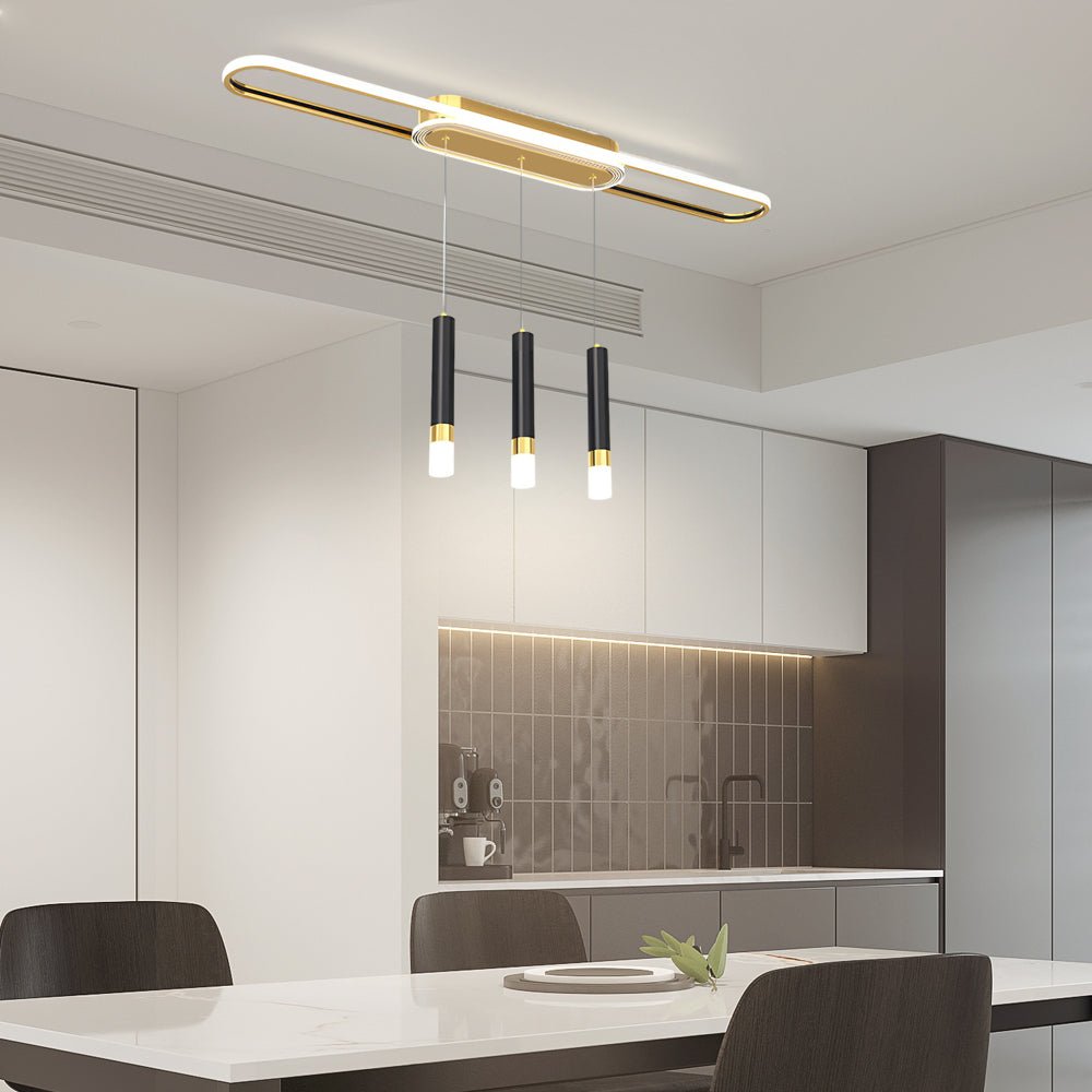 Modern Linear LED Pendant Light with Three-Step Dimming