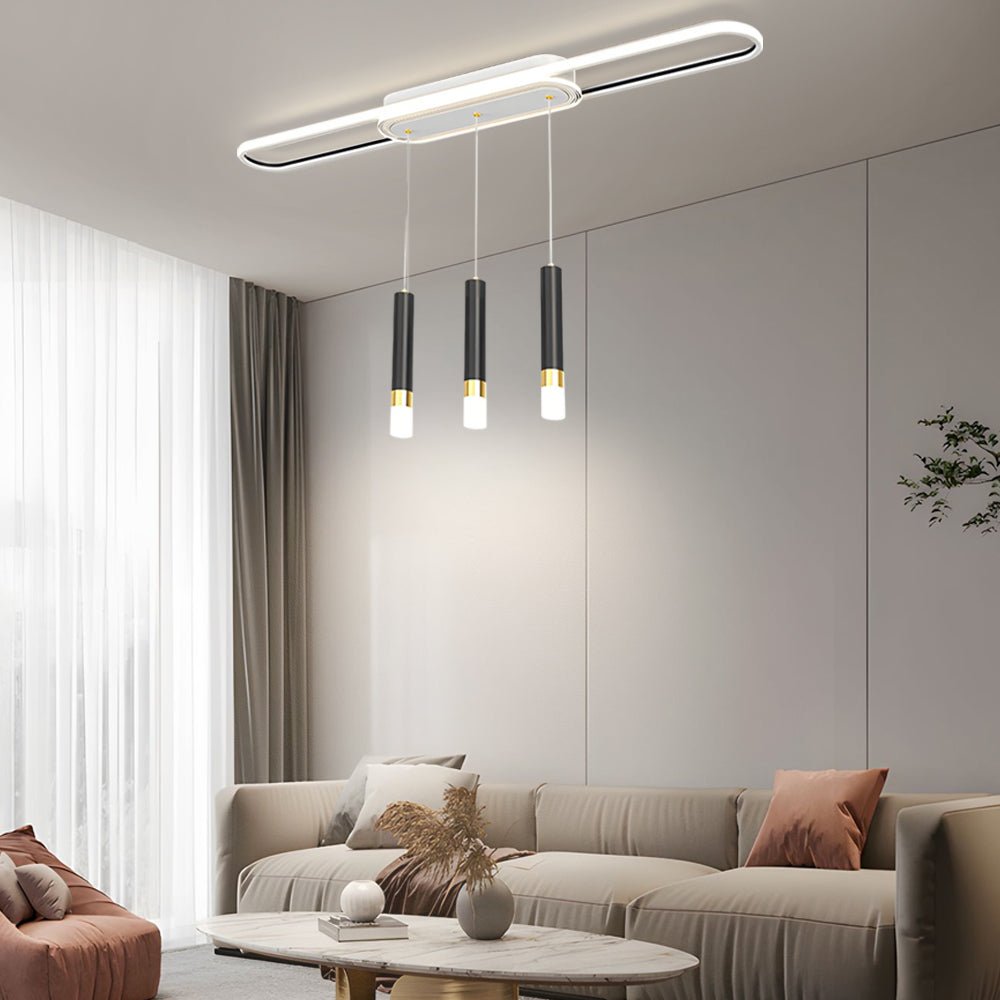 Modern Linear LED Pendant Light with Three-Step Dimming