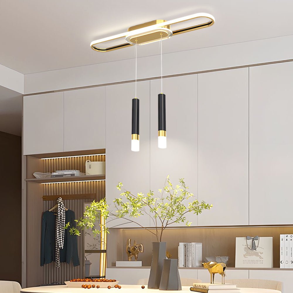 Modern Linear LED Pendant Light with Three-Step Dimming