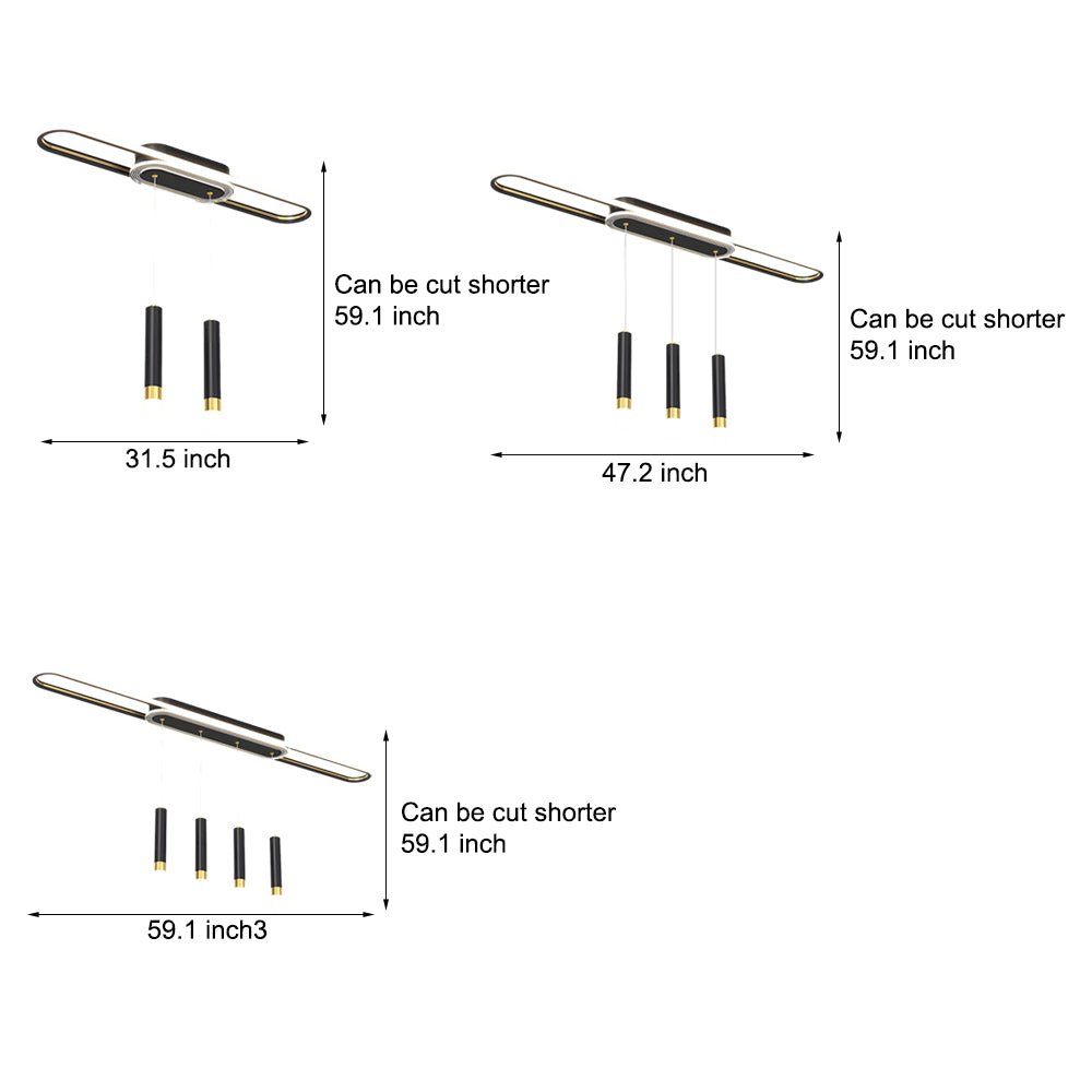 Modern Linear LED Pendant Light with Three-Step Dimming