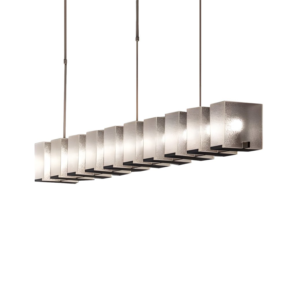 Modern Linear Glass Chandelier with LED for Dining Room
