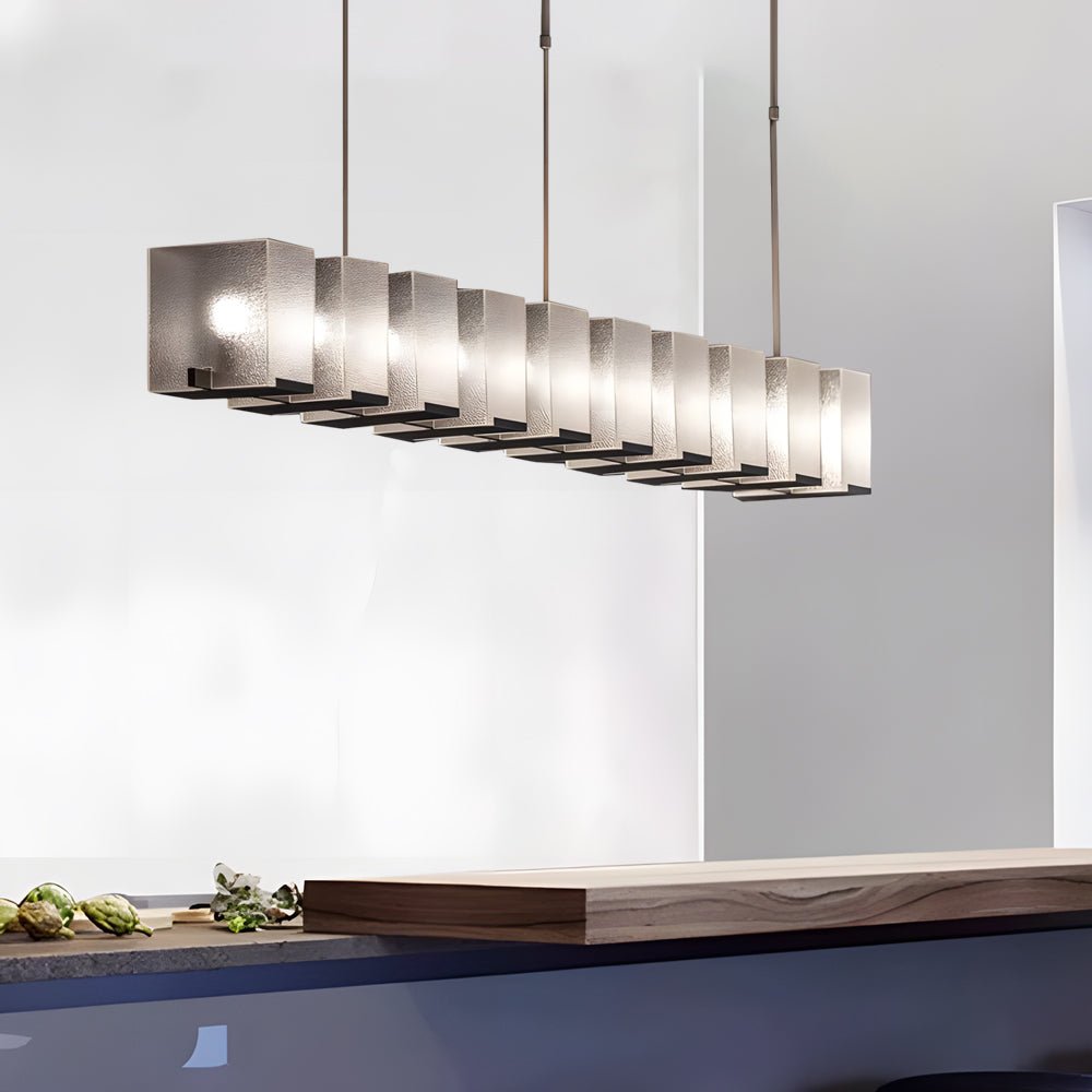 Modern Linear Glass Chandelier with LED for Dining Room