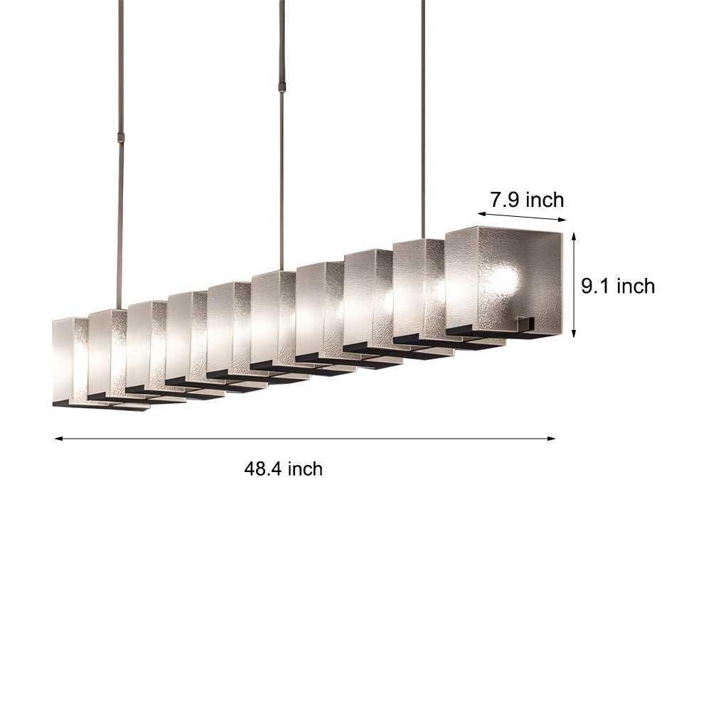 Modern Linear Glass Chandelier with LED for Dining Room