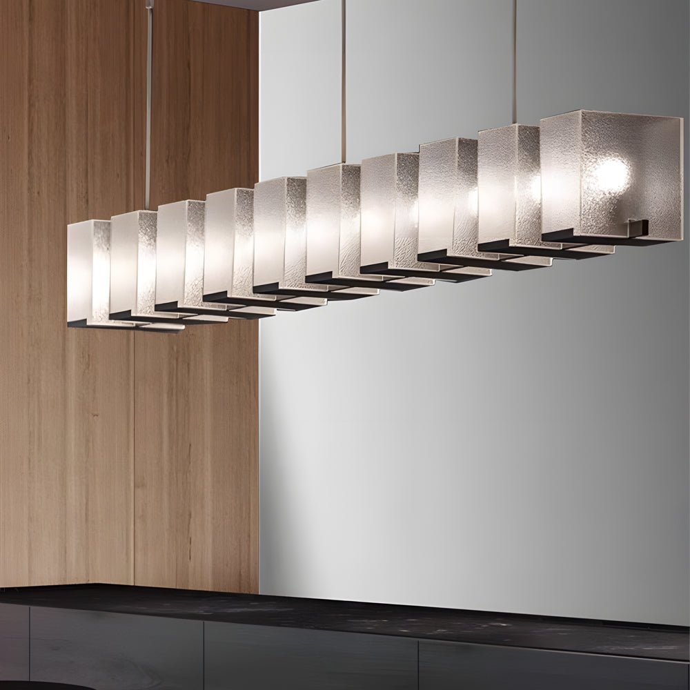 Modern Linear Glass Chandelier with LED for Dining Room