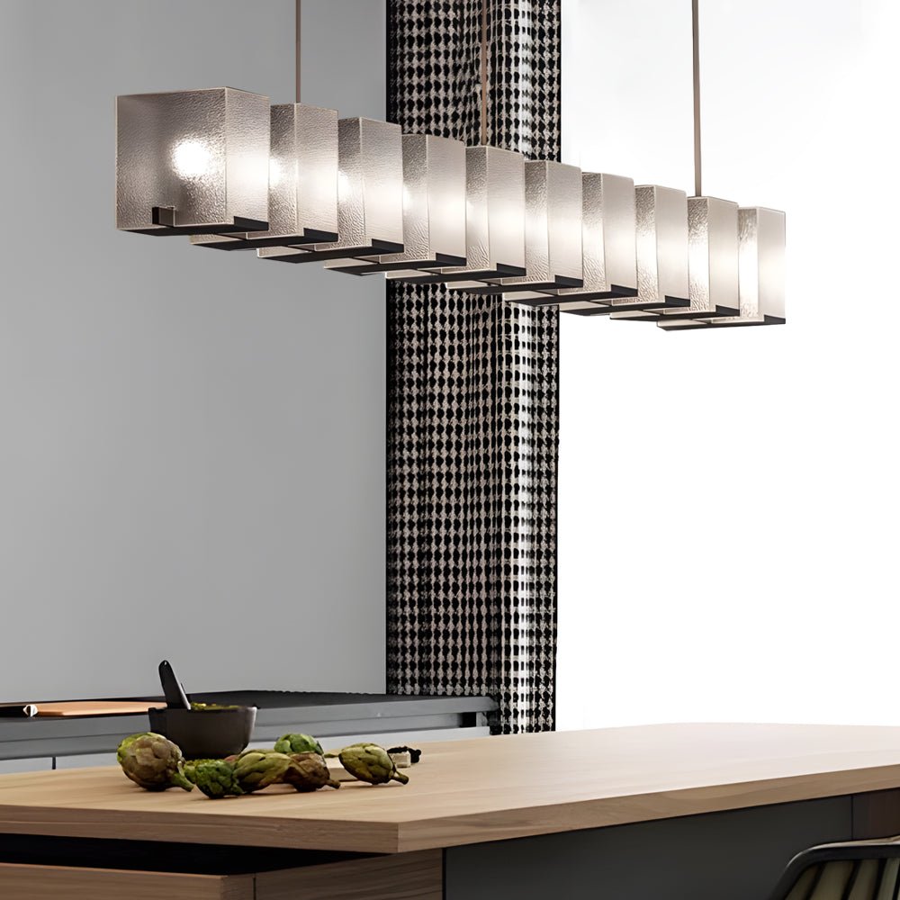 Modern Linear Glass Chandelier with LED for Dining Room