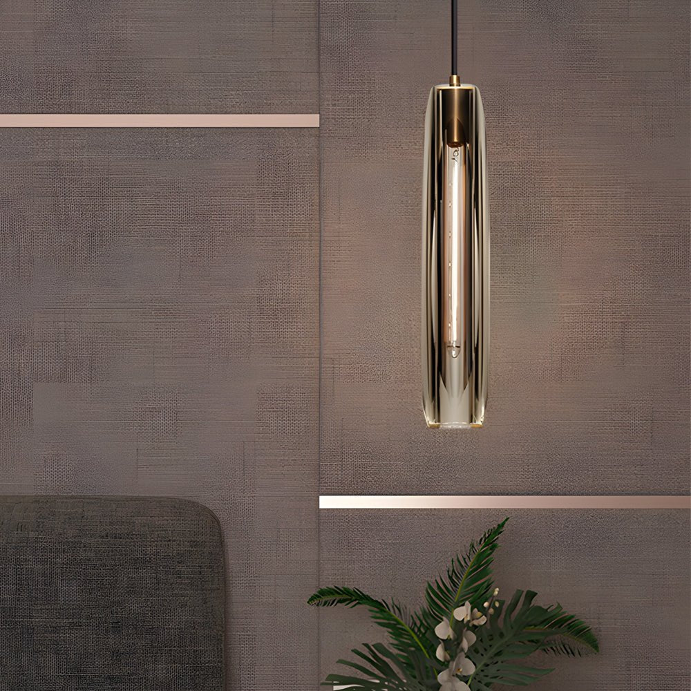Crystal Pendant Light with Long Tungsten Filament LED Bulb
