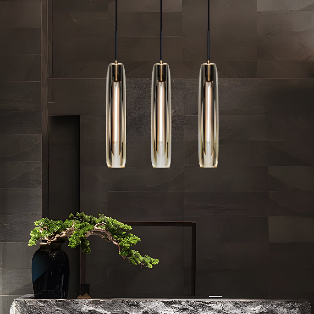Crystal Pendant Light with Long Tungsten Filament LED Bulb