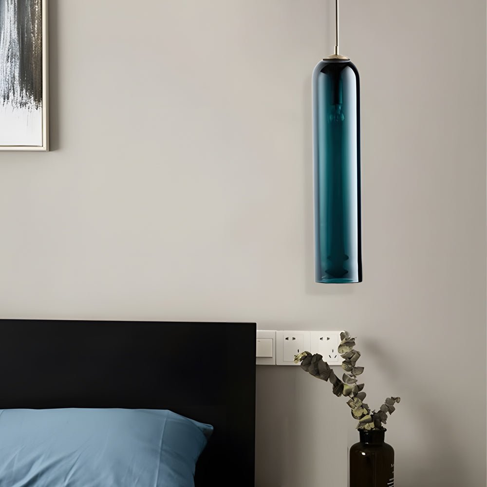 Modern Glass Bottle Pendant Light – Cylindrical Design
