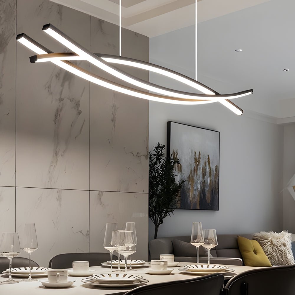 Modern Linear LED Chandelier with Dimmable Aluminum Body