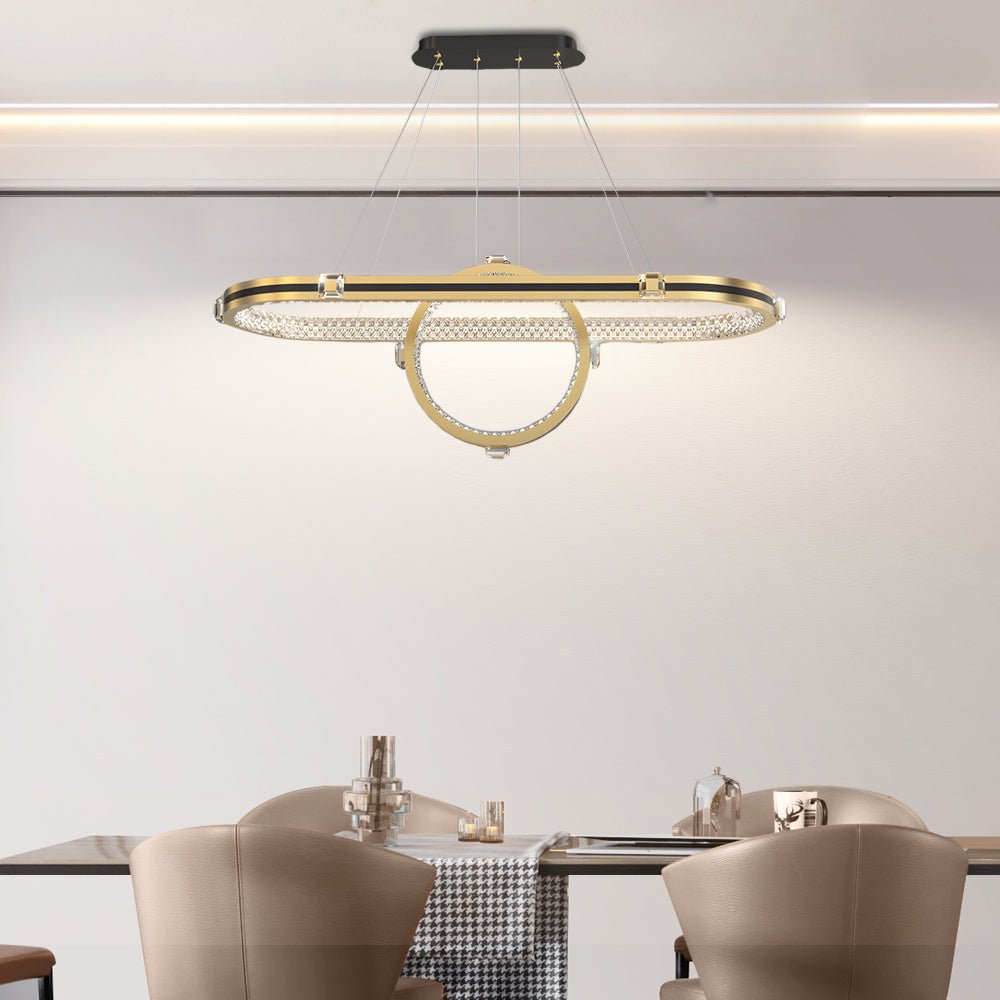 Modern Oval Ring LED Dining Chandelier with 3-Step Dimming