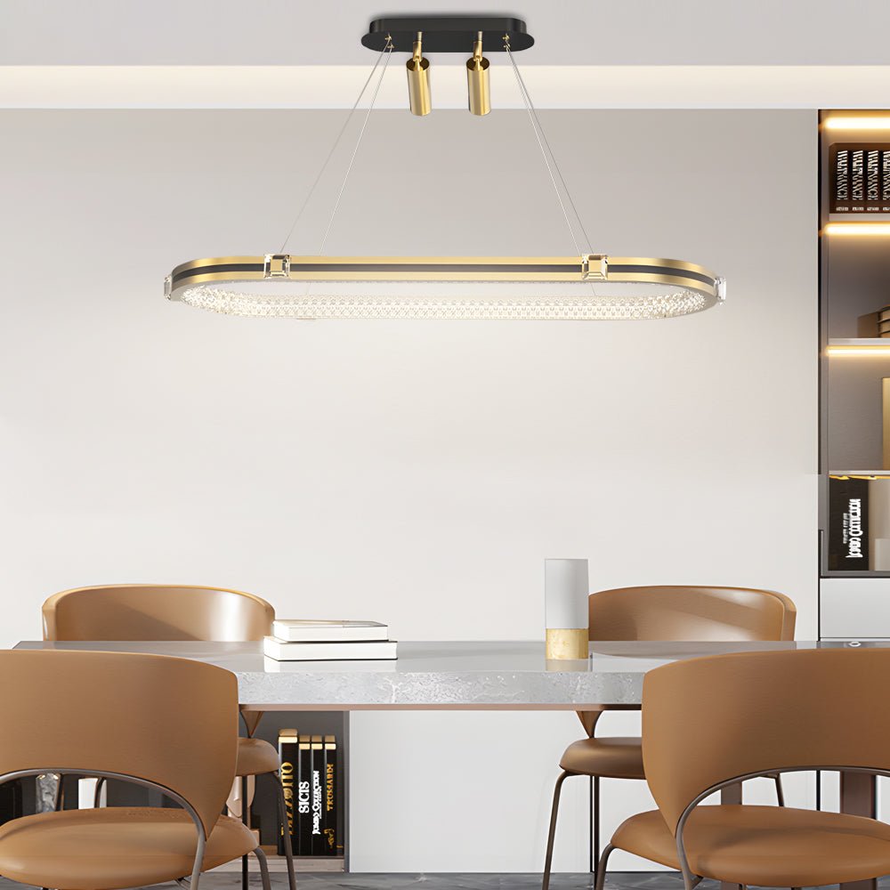 Modern Oval Ring LED Dining Chandelier with 3-Step Dimming