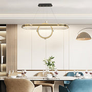 Modern Oval Ring LED Dining Chandelier with 3-Step Dimming