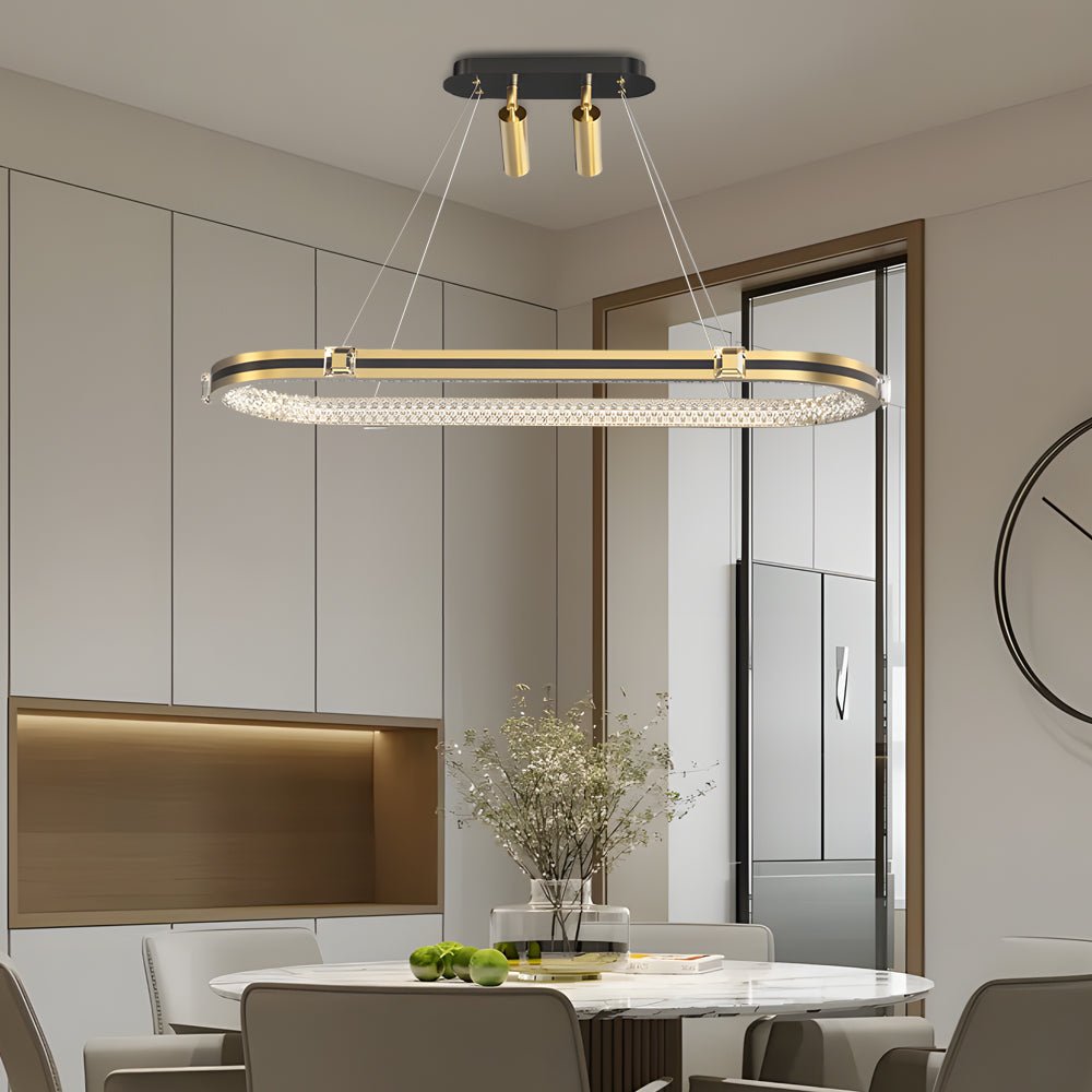 Modern Oval Ring LED Dining Chandelier with 3-Step Dimming