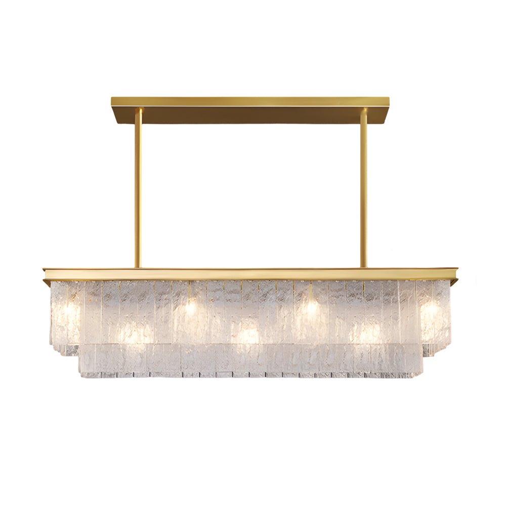Rectangular Double Layer Crystal Chandelier with 3-Step Dimming