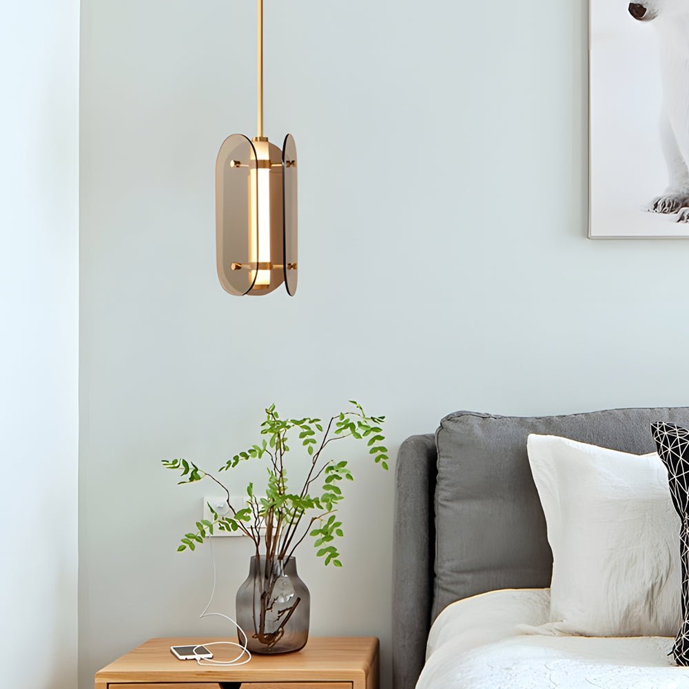 Modern Glass Pendant Light with Long Round Shade