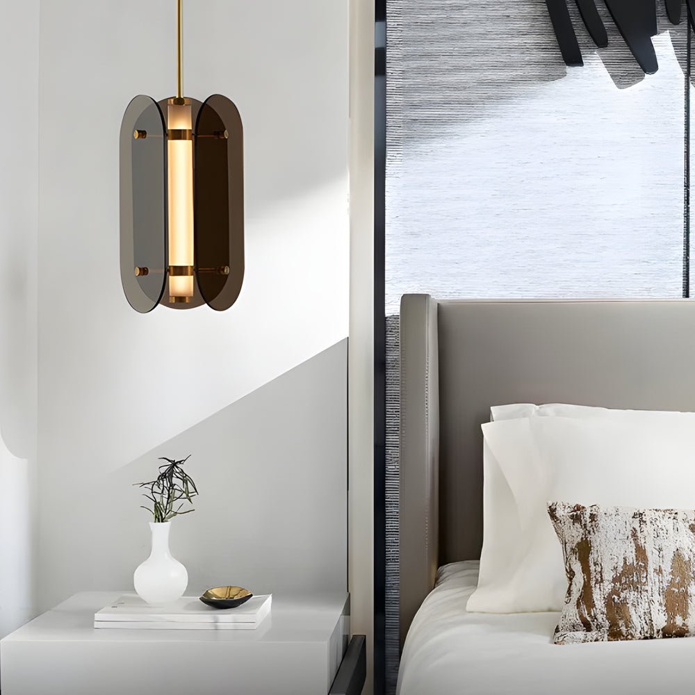 Modern Glass Pendant Light with Long Round Shade