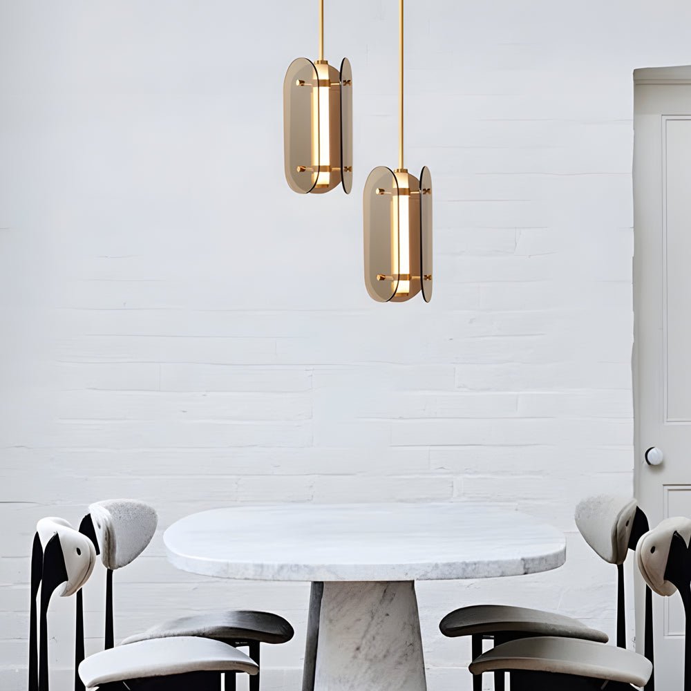 Modern Glass Pendant Light with Long Round Shade