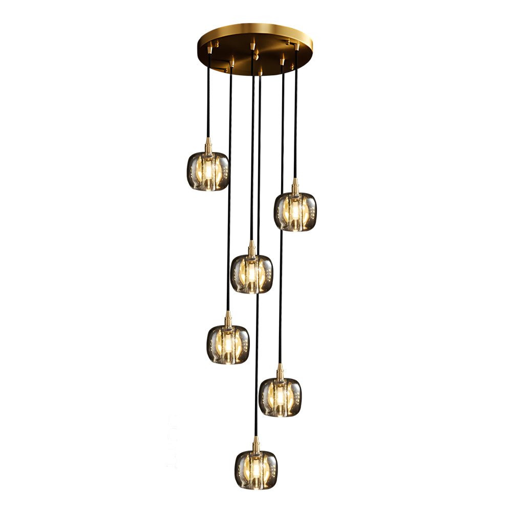 Spiral Crystal Cube Pendant Light Dimmable Chandelier Staircase